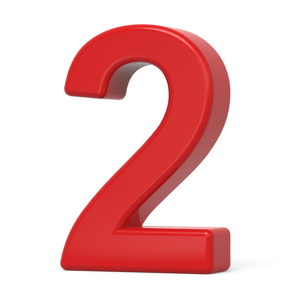 3d plastic red number 2