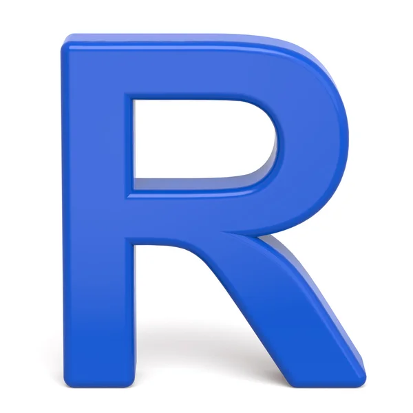 3d пластиковая синяя буква R — стоковое фото