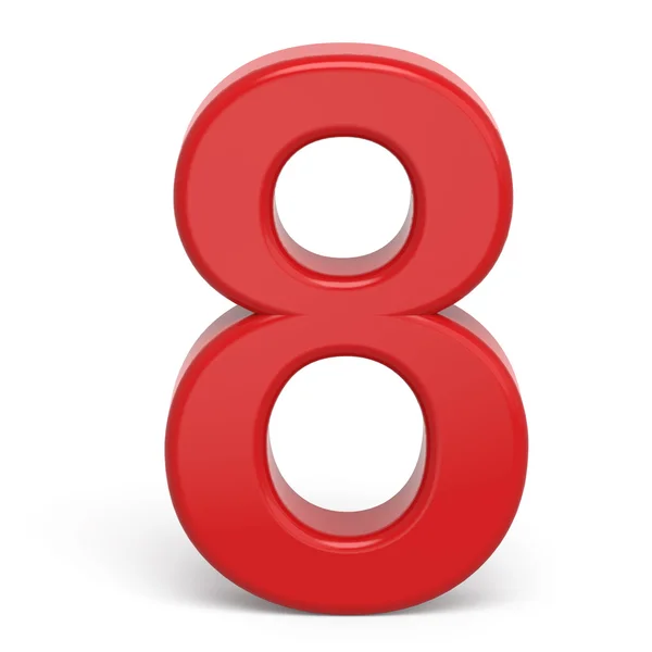 3d plastic red number 8 — Stock Photo, Image