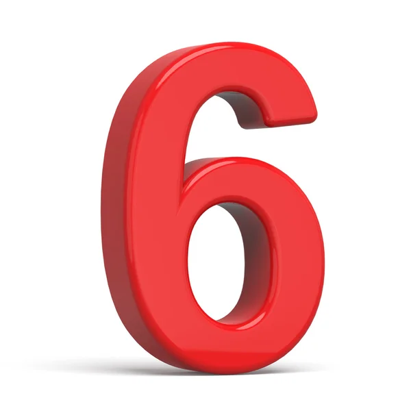 3d plastic red number 6 — Stock Photo, Image