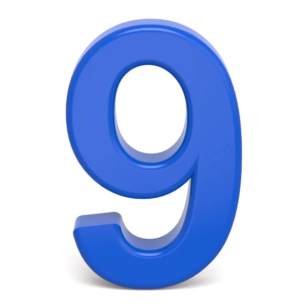 3d plastic blue number 9 — Stock Photo, Image