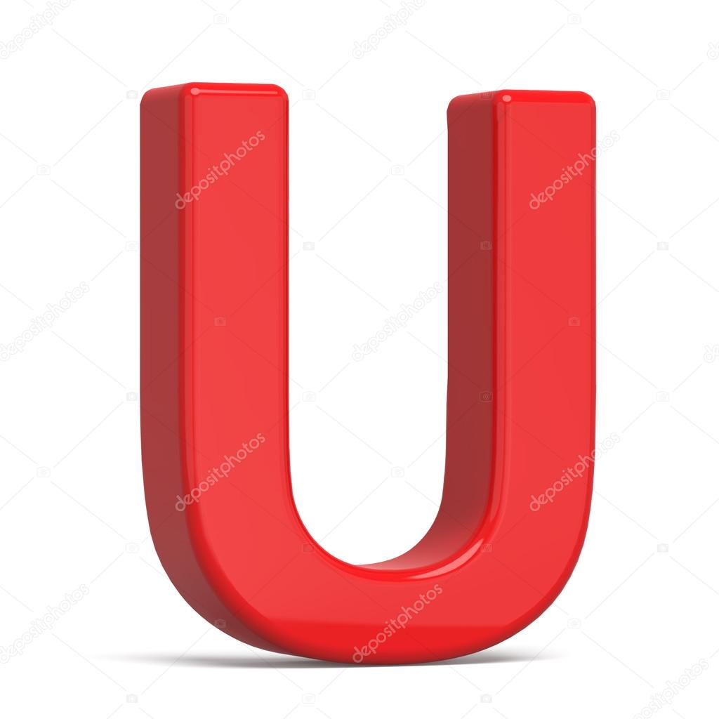 3d plastic red letter U