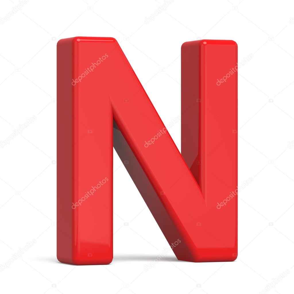 3d plastic red letter N