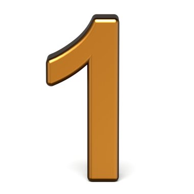 3D parlak altın sayı 1