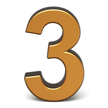 3D parlak altın sayı 3