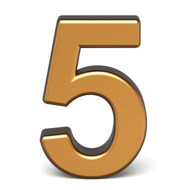 3D parlak altın sayı 5