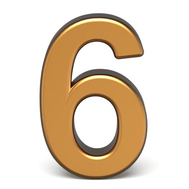 3D parlak altın sayı 6