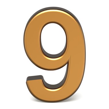 3D parlak altın sayı 9