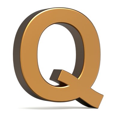3D parlak altın harf Q