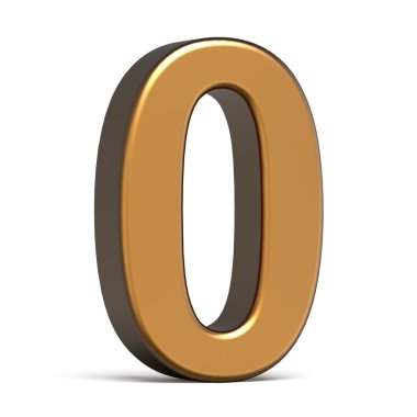 3D parlak altın sayı 0