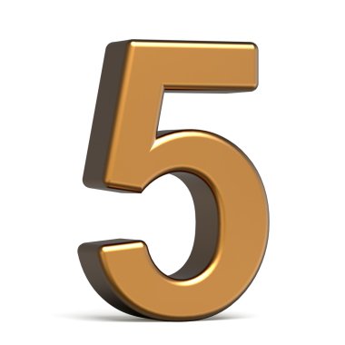 3D parlak altın sayı 5