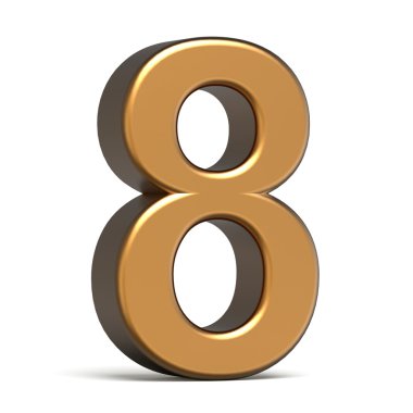 3D parlak altın sayı 8