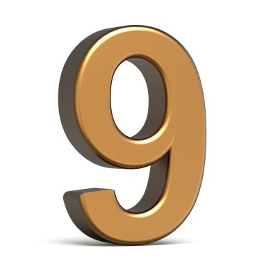 3D parlak altın sayı 9