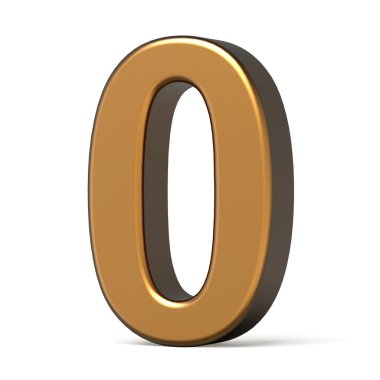 3D parlak altın sayı 0