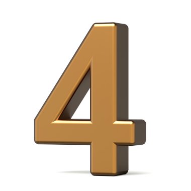 3D parlak altın sayı 4
