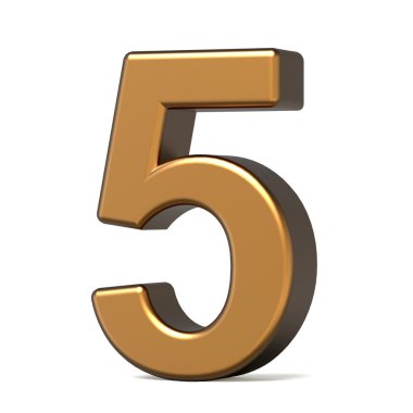 3D parlak altın sayı 5