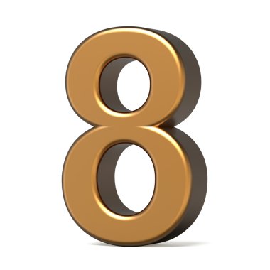3D parlak altın sayı 8