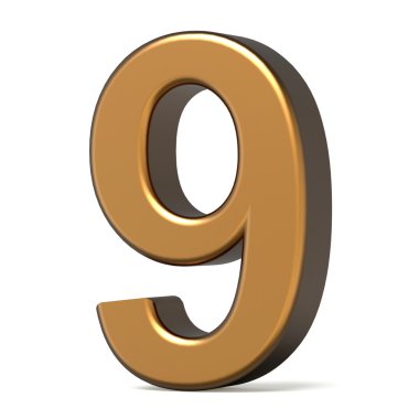 3D parlak altın sayı 9