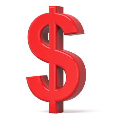 3D kırmızı dolar işareti