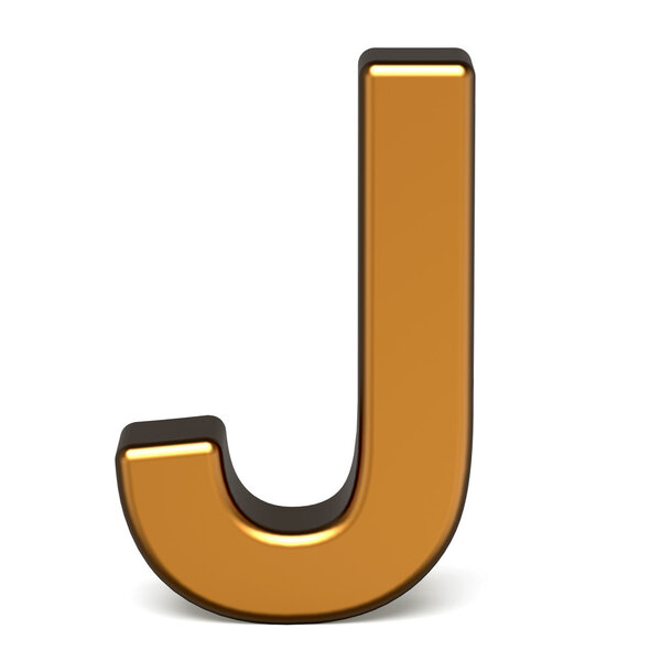 3d glossy gold letter J