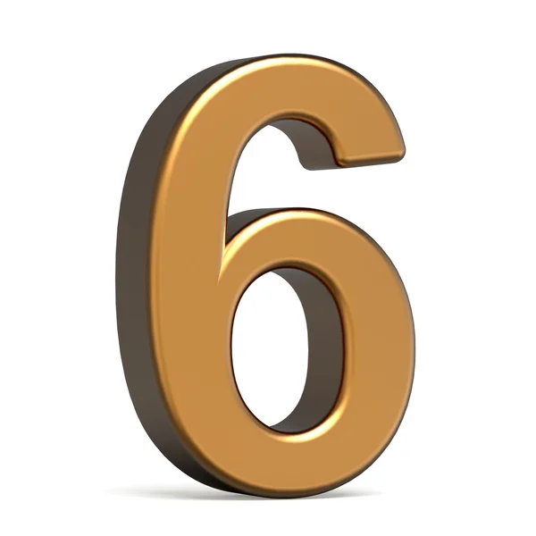 3d glossy gold number 6 — Stock Photo, Image