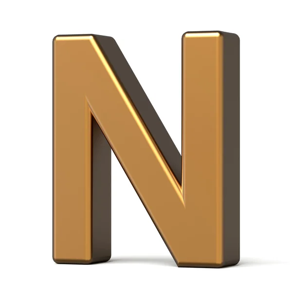 3d glossy gold letter N — Stock Photo, Image