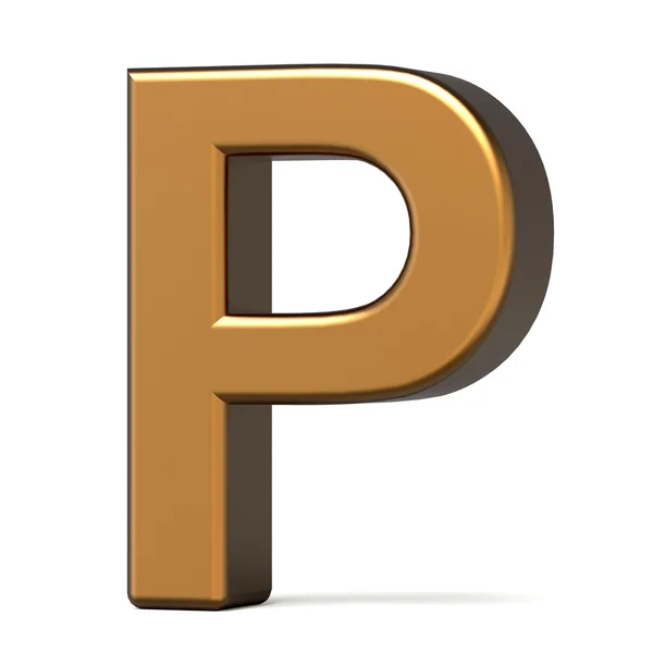 3d glossy gold letter P — Stock Photo, Image