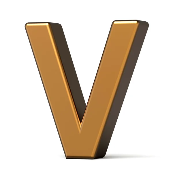 3d глянцевая золотая буква V — стоковое фото
