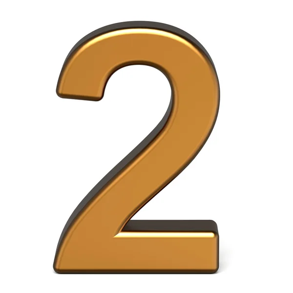 3d glossy gold number 2 — Stock Photo, Image