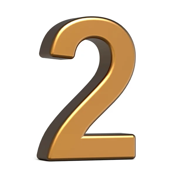 3d glossy gold number 2 — Stock Photo, Image
