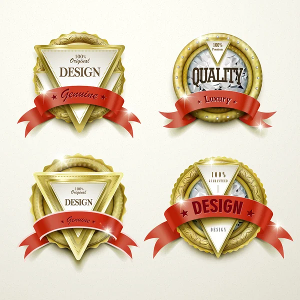 Somptueux design d'étiquettes en or et bijoux — Image vectorielle