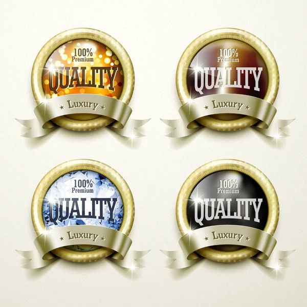 Somptueux design d'étiquettes en or et bijoux — Image vectorielle