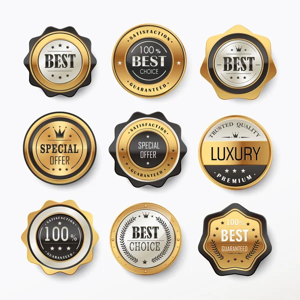 Gorgeous premium golden labels design — Stock Vector