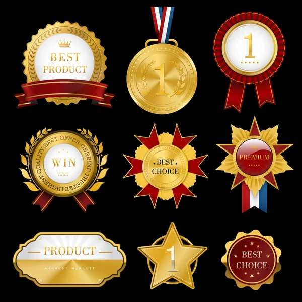 Design de emblema de prêmio dourado brilhante — Vetor de Stock