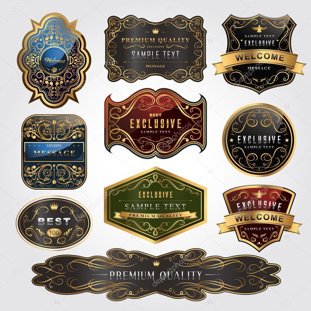 baroque style gold frame labels 