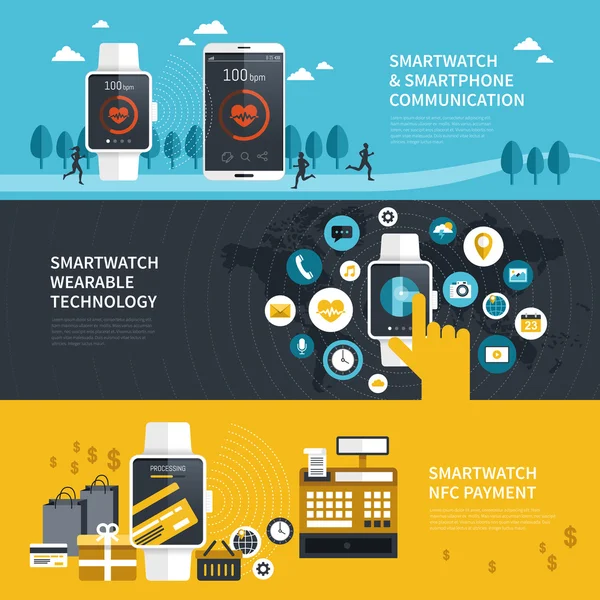 Fonctions smartwatch portables — Image vectorielle