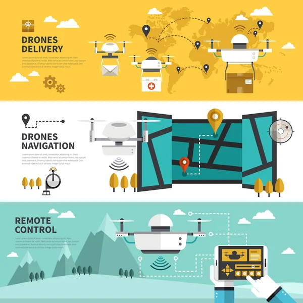 Drones multiple functions — Stock Vector