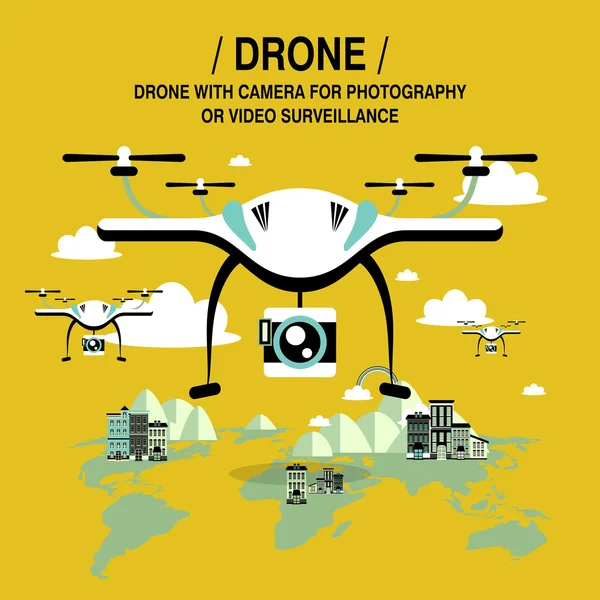 Drones screening and surveillance — Stock Vector