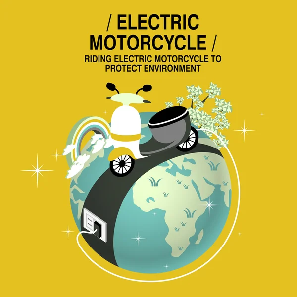 Elektromos motorkerékpár koncepció — Stock Vector
