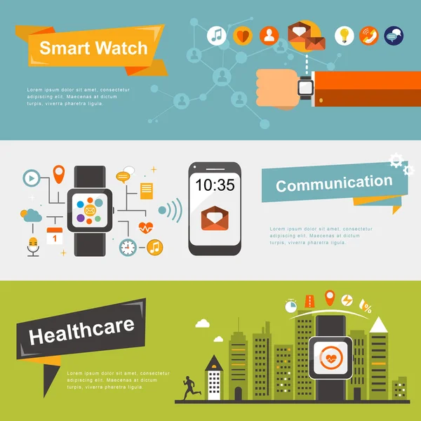 Smart watch banners design — Stock Vector
