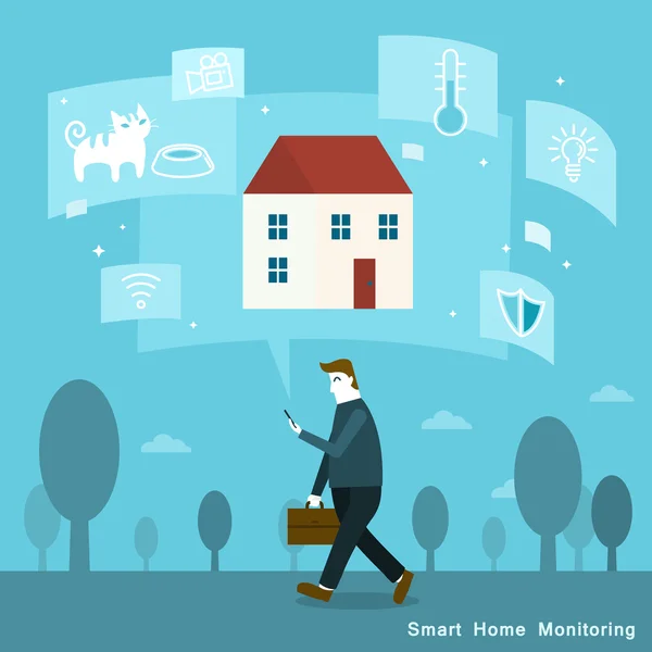 Smart home monitoring — Stock Vector