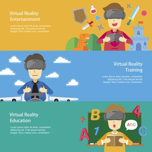 Aplicações de realidade virtual — Vetor de Stock