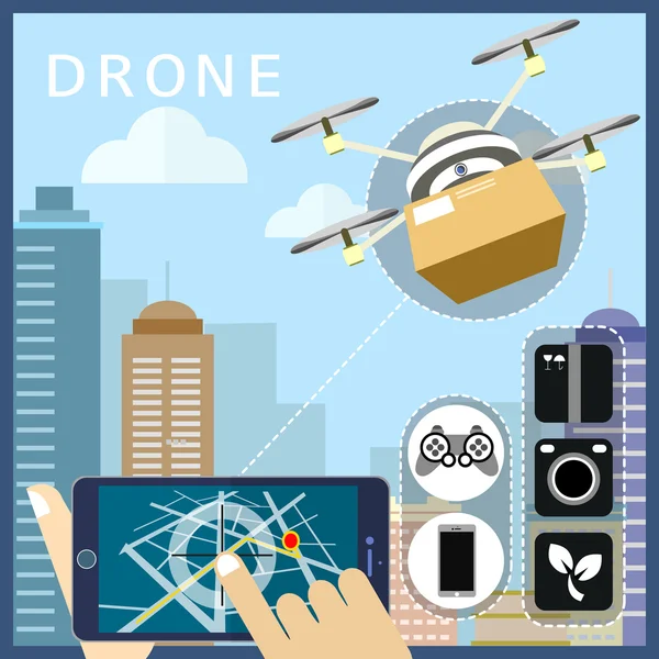 Drohnen-Transportkonzept — Stockvektor