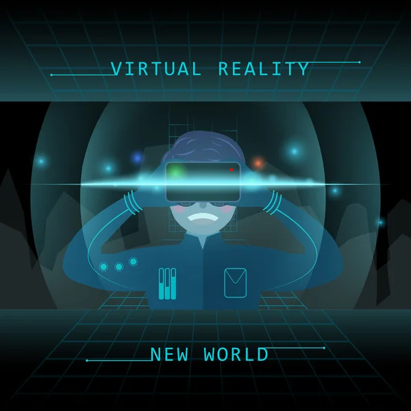 Pengalaman Realitas Virtual - Stok Vektor