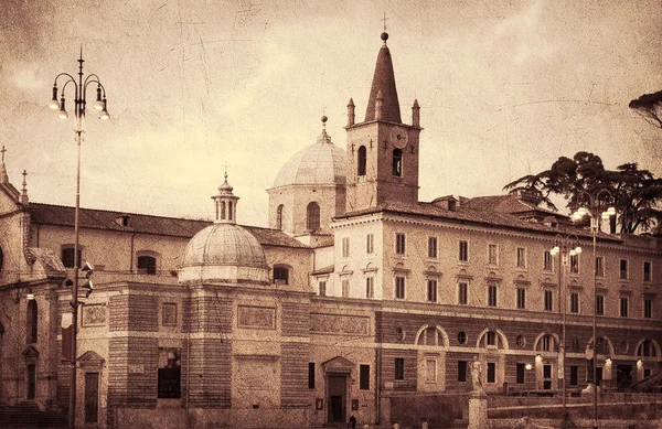 Basílica de Santa Maria del Popolo (Basílica de Santa Maria del Popolo). Retro tonificado . —  Fotos de Stock