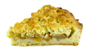 Beyaz arka plan üzerinde izole elma pasta parçası