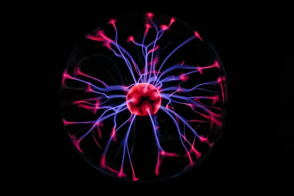 Plasma Ball Strands Blue Violet Purple Red — Stock Photo, Image