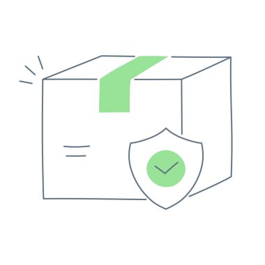 karton kutular ve kalkan vektör illüstrasyon tasarımı içeren kutu