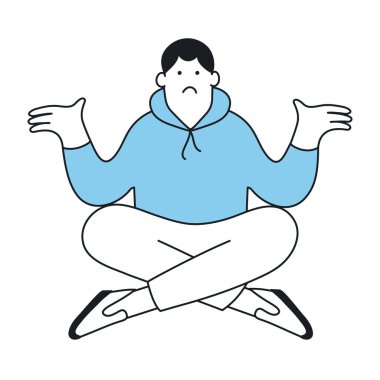 Lotus 'ta oturan adam vektör çizim tasarımı yapıyor