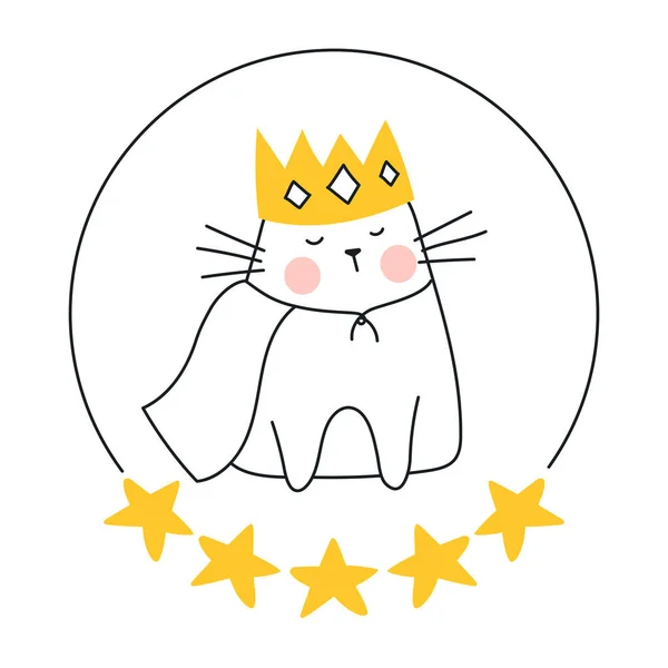 Schattig Klein Kat Met Sterren Ster Vector Illustratie Ontwerp — Stockvector